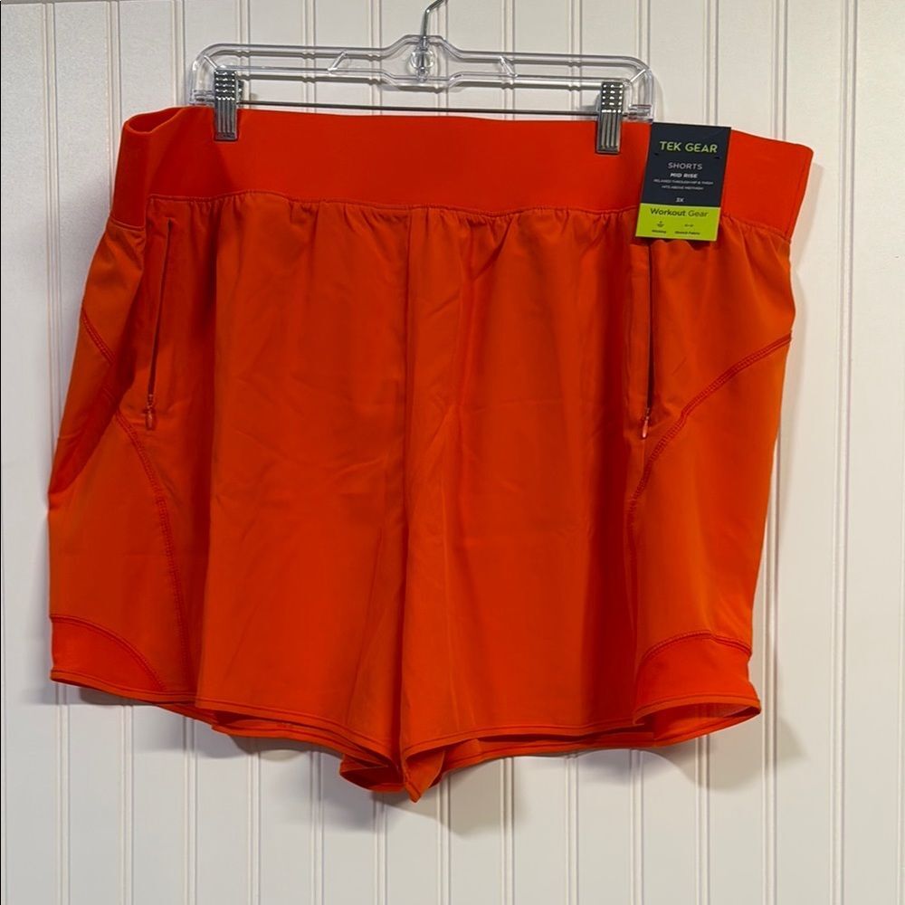 Tek Gear Women's Orange Athleisure Flutter Shorts Size 3X NWT New Mid Rise